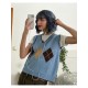  2024 American Preppy Rhombus V-Neck Knit Vest