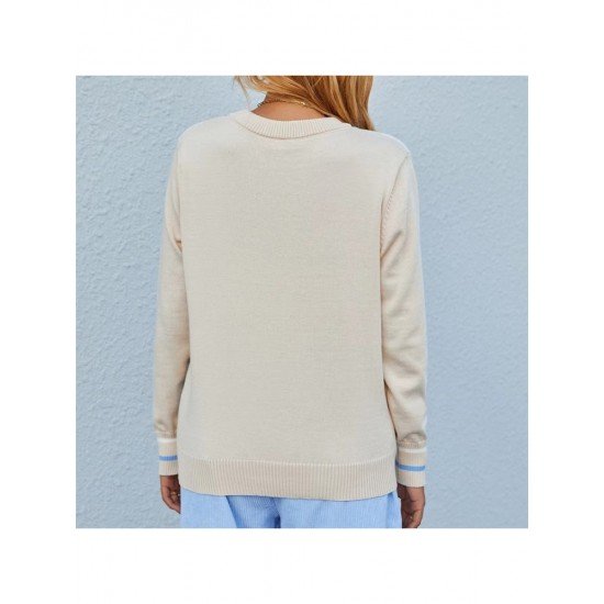  2024 Round Neck Rhombus Lattice Knitwear Sweater