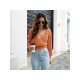  2024 Pure Color V-Neck Women's Navel Sweater