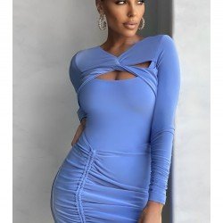  Sexy Temperament Hollowed Out Drawstring Women's Dress