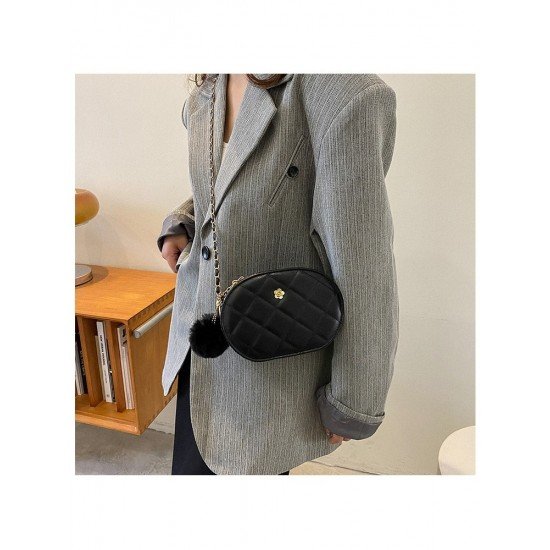  2024 Rhombus Lattice PU Pure Color Shoulder Bags