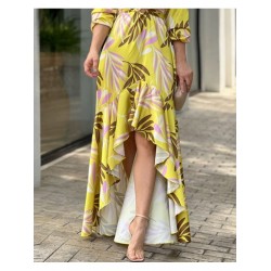 2024 V-Neck Printing Irregular Long Dress  2024 V-Neck Printing Irregular Long Dress