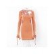 Stylish Ladies Cut Out Halter Long Sleeve Short Dress
