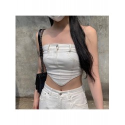 Summer 2024 Pure Color Backless Sleeveless Crop Vest  Summer 2024 Pure Color Backless Sleeveless Crop Vest