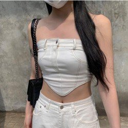  Summer 2024 Pure Color Backless Sleeveless Crop Vest