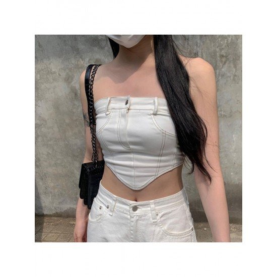 Summer 2024 Pure Color Backless Sleeveless Crop Vest