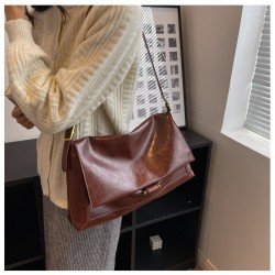 Vintage Solid Brown Large Capacity Shoulder Bags