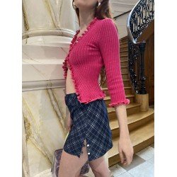 Pure Color Stringy Selvedge Women's Knitwear  Pure Color Stringy Selvedge Women's Knitwear