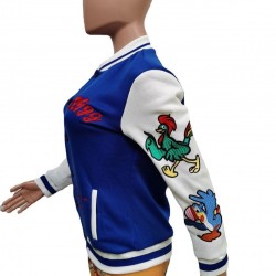 Stylish Embroidery Contrast Color Baseball Jackets